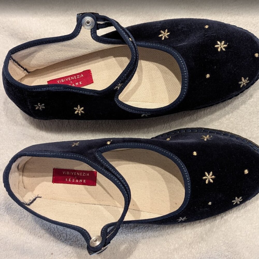 Sezane Mary Janes - Sézane X Vibi Venezia Gold Floral Embroidery - Size 8 - Picture 5 of 5